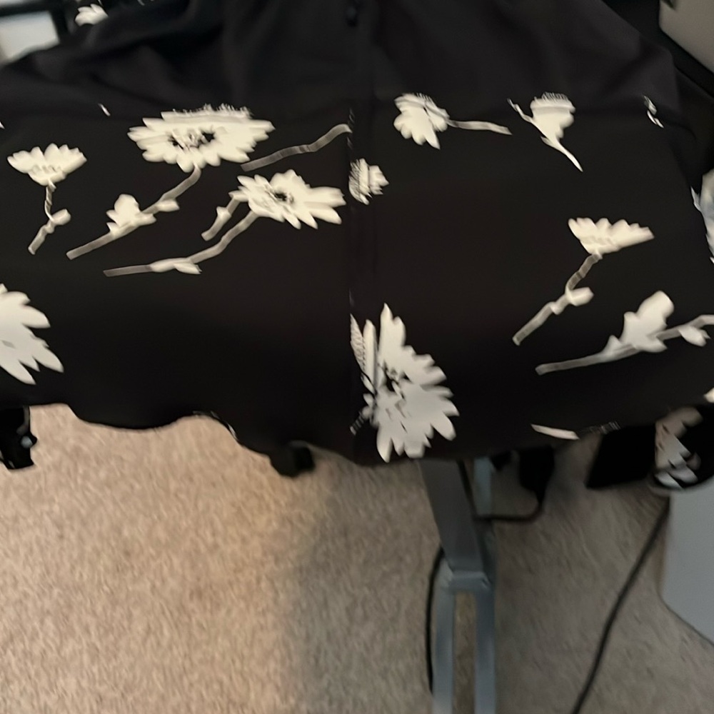 Source Unknown Asymmetrical Cream and Black Midi Skirt - Picture 8 of 8